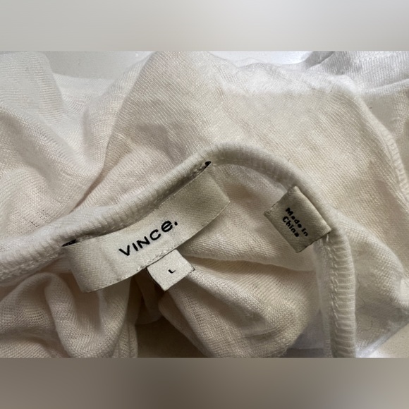 Vince 100% Linen Double V-Neck Camisole Tank White Large EUC - Picture 3 of 8
